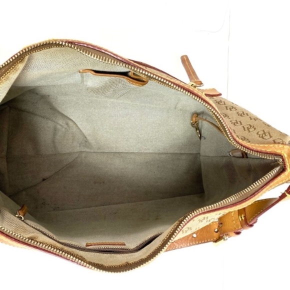 DOONEY and Bourke DB Monogram canvas slouch Satchel in Natural Beige - Picture 10 of 16